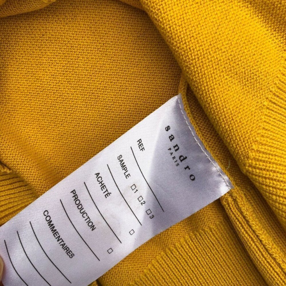 SANDRO PARIS Women's Designer Pullover Sweater LARGE Yellow Long Sleeve​​​​​​​ - Picture 5 of 7
